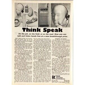 DAK Industries Think Speak Personal Communicator "like a stereo" Print Ad 1982